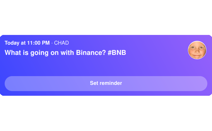 Twitter Spaces on Binance tonight, 13 July, 22:00 UTC! (3pm PST, 11pm